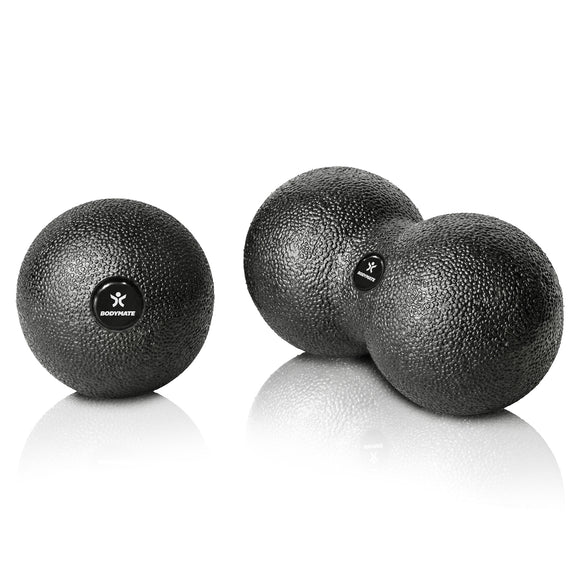 BODYMATE-Faszien-Ball-Single-Duo-Ball-Set-8cm-12cm-Faszien-Tool-schwarz-black