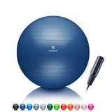 Der BODYMATE Gymnastikball in der Farbe navy-peony mit Pumpe und Farbvarianten.