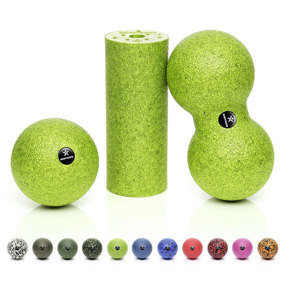 BODYMATE-Faszienrolle-Foam-roller-Rouleau-Massage-fascias-Rodillo-fascial-mini-set-duo-ball-apple-green-apfel-gruen-color-selector