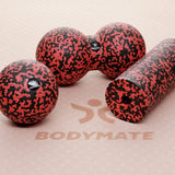 BODYMATE-Faszienrolle-Foam-roller-Rouleau-Massage-fascias-Rodillo-fascial-mini-set-duo-ball-schwarz-rot-3