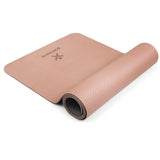 BODYMATE Yogamatte-Premium-TPE-rutschfeste-Fitnessmatte-Sportmatte-Gymnastikmatte-Matte-Fitness-Yoga-Pilates-Sport-rose-gold-grau-silber-183x61cm-Dicke-6mm